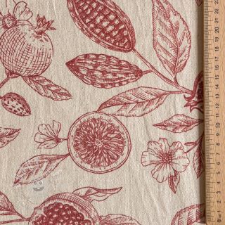 Dekostoff RUSTIC VINTAGE PRINT Granata groseille