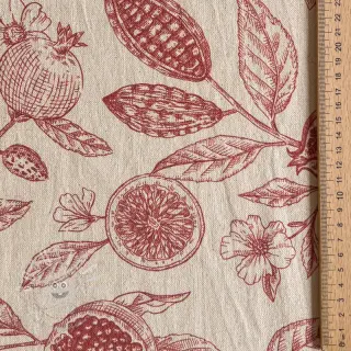 Dekostoff RUSTIC VINTAGE PRINT Granata groseille