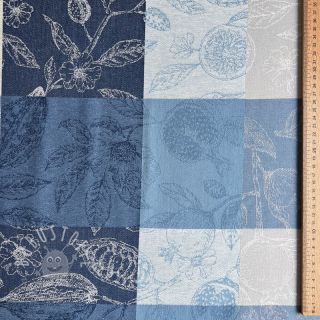 Dekostoff FRENCH TABLE CLOTH JACQUARD Cabosse allover indigo