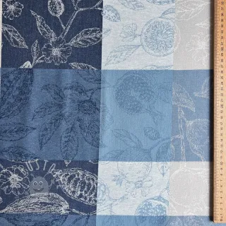 Dekostoff FRENCH TABLE CLOTH JACQUARD Cabosse allover indigo