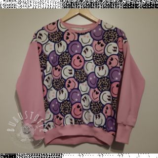 Sweatstoff Happy faces purple digital print