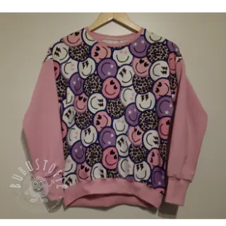 Sweatstoff Happy faces purple digital print