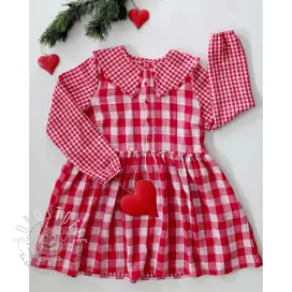 Double gauze/musselin Double sided CHECKS MINI red