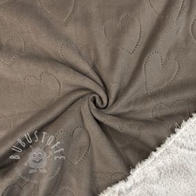 Nicky stoff TEDDY Hearts taupe