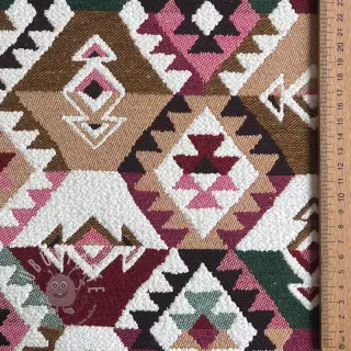 Dekostoff jacquard Kilim fuchsia vert