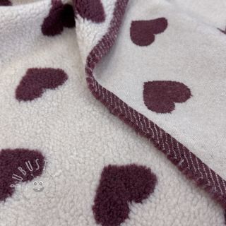 Mantelstoff TEDDY JACQUARD Hearts rouge