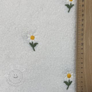 Mantelstoff TEDDY EMBROIDERY Flowers off white