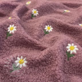 Mantelstoff TEDDY EMBROIDERY Flowers old pink