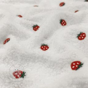 Mantelstoff TEDDY EMBROIDERY Strawberries off white