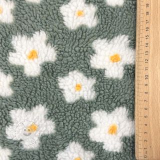 Mantelstoff TEDDY Daisy old green