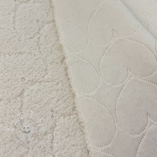 Mantelstoff TEDDY Hearts in hearts ecru