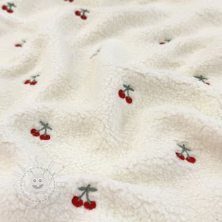 Mantelstoff TEDDY EMBROIDERY Cherries