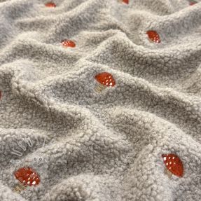 Kabátovina TEDDY EMBROIDERY Little mushrooms pebble