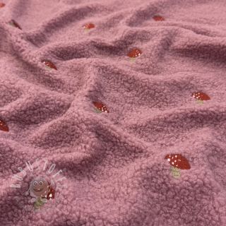 Mantelstoff EMBROIDERY Little mushrooms old pink