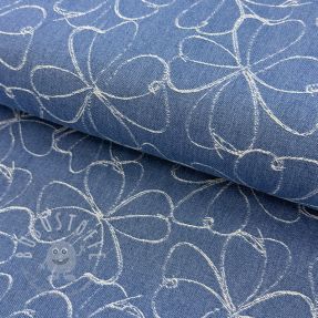 JEANS DENIM JACQUARD Flowers indigo