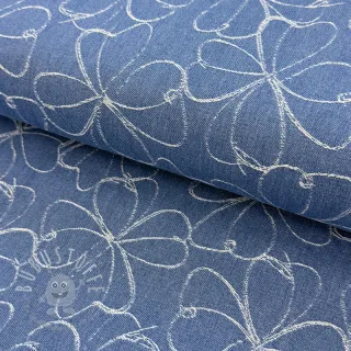 JEANS DENIM JACQUARD Flowers indigo