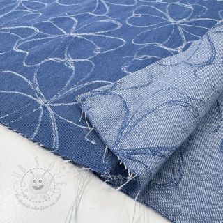 JEANS DENIM JACQUARD Flowers indigo