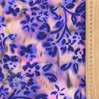 Baumwollstoff SATIN Purple flowers digital print