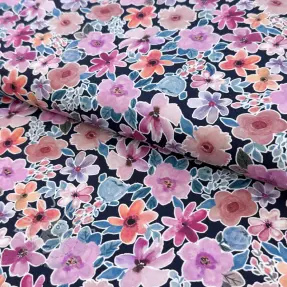 Baumwollstoff Significant flowers navy digital print