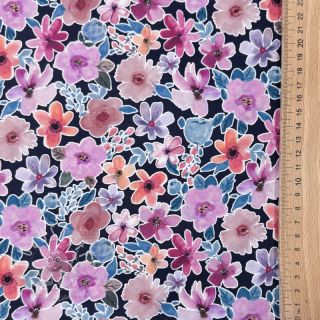 Baumwollstoff Significant flowers navy digital print