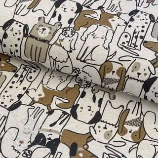 Dekostoff Linenlook Dogs natural