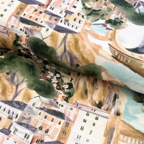 Dekostoff Houses ecru digital print