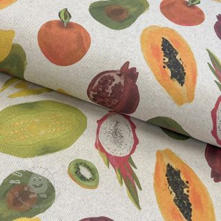 Dekostoff Linenlook Fruit digital print