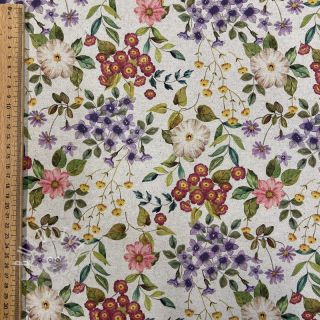 Dekostoff Linenlook Flowers meadow digital print