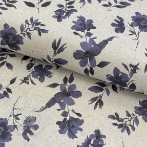 Dekostoff Linenlook Night flowers digital print