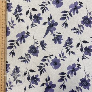 Dekostoff Linenlook Night flowers digital print