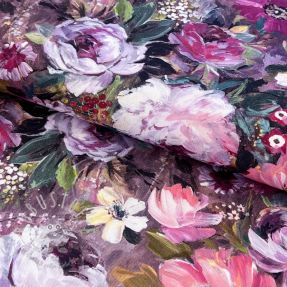 Dekostoff Oil painting flowers mauve digital print
