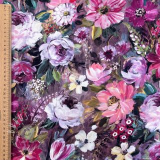 Dekostoff Oil painting flowers mauve digital print