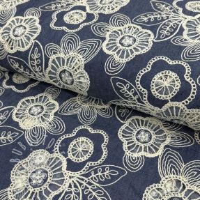 Baumwollstoff JEANS EMBROIDERY Niva design A
