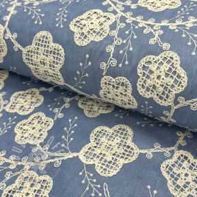 Baumwollstoff JEANS EMBROIDERY Flora design D