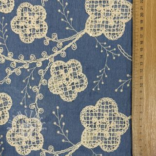Baumwollstoff JEANS EMBROIDERY Flora design D
