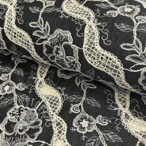 Baumwollstoff JEANS EMBROIDERY Flora design E