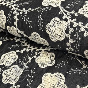 Baumwollstoff JEANS EMBROIDERY Flora design F