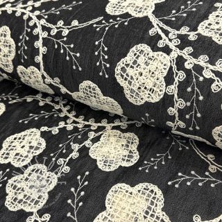 Baumwollstoff JEANS EMBROIDERY Flora design F