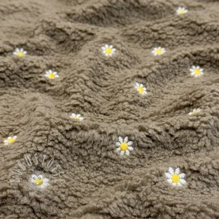 Mantelstoff TEDDY EMBROIDERY Mini taupe