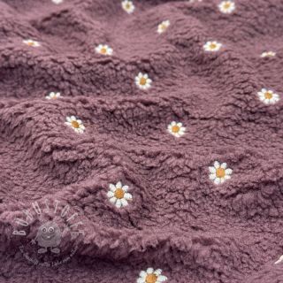 Mantelstoff TEDDY EMBROIDERY Mini rosewood